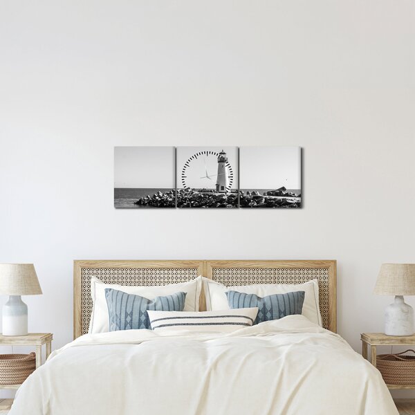 Kép - Világítótorony a tengerparton, Santa Cruz, California (órával) (90x30 cm)