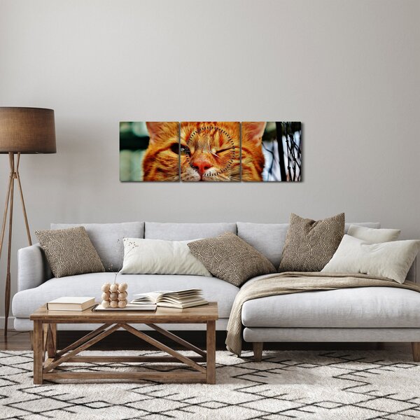 Egy pislogó macska képe (órával) (90x30 cm)