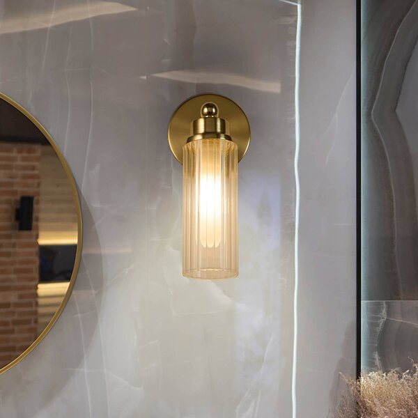 Searchlight Imperial fali lámpa, sárgaréz, 1 lámpás, acél, üveg, IP44, dimmelhető, Sárgaréz / arany, Fürdőszoba, fém