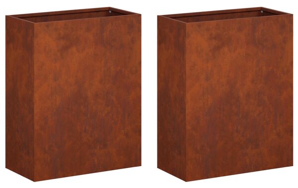 Kerti cserép 2 db Rozsdás 40 x 20 x 40 cm Időjárásálló Acél