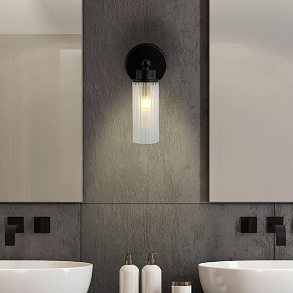 Searchlight Imperial fali lámpa, fekete, 1-lámpás, acél, üveg, IP44, dimmelhető, Fekete, Fürdőszoba, fém
