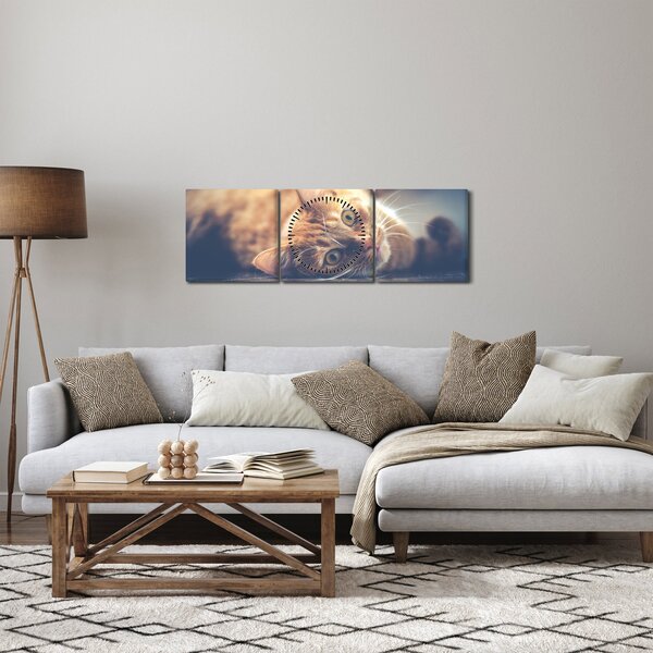 Egy kép a macskáról a padlón (órával) (90x30 cm)