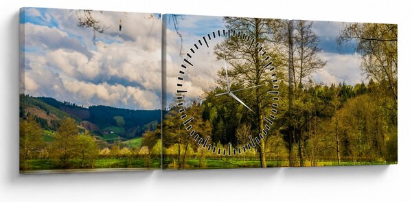 Egy csónak képe a tó mellett (órával) (90x30 cm)