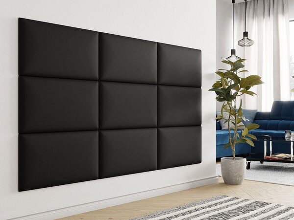 PAG kárpitozott fali panel 70x40 - fekete ökobőr