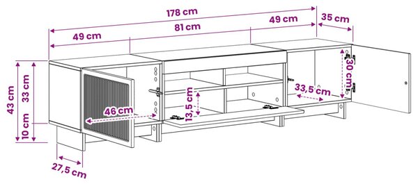 5 darabos LED TV szekrény Antik Fa Szerelt Fa