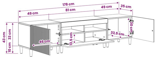 5 darabos LED TV szekrény Antik Fa Szerelt Fa