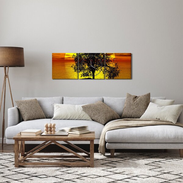 Egy fa sziluettjének képe (órával) (90x30 cm)