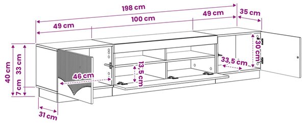 5 darabos LED TV szekrény Antik Fa Szerelt Fa