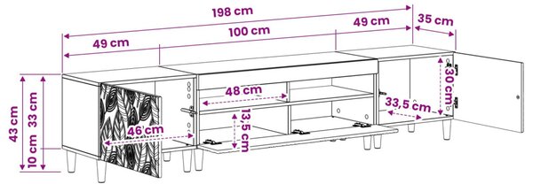 5 darabos LED TV szekrény Antik Fa Szerelt Fa