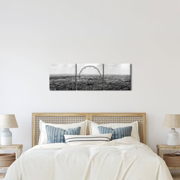 Kép - Házak háztetői Párizsban (órával) (90x30 cm)