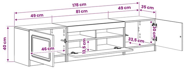 5 darabos LED TV szekrény Antik Fa Szerelt Fa