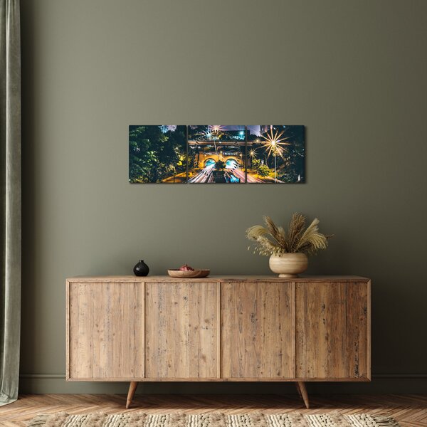 Egy éjszakai város képe (órával) (90x30 cm)