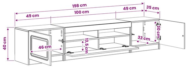 5 darabos LED TV szekrény Antik Fa Szerelt Fa