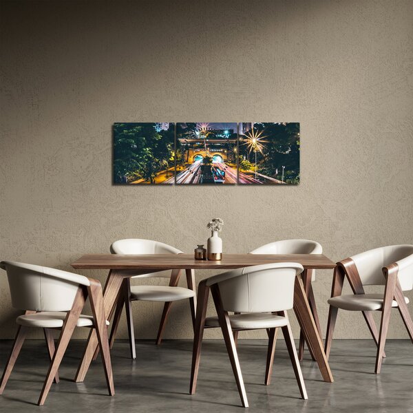 Egy éjszakai város képe (órával) (90x30 cm)
