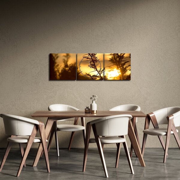 Kép - A nap lenyugszik a fák mögött (órával) (90x30 cm)