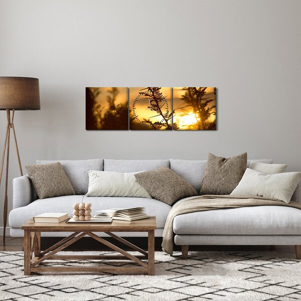 Kép - A nap lenyugszik a fák mögött (órával) (90x30 cm)