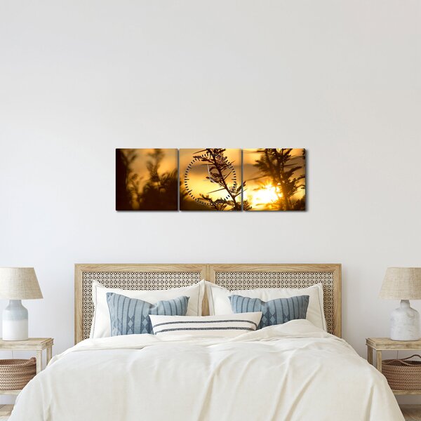Kép - A nap lenyugszik a fák mögött (órával) (90x30 cm)