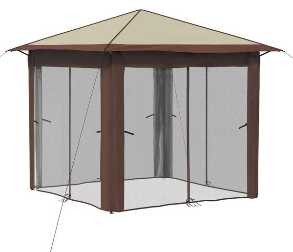 Kerti Pavilon 4 Oldalfallal 2,6 x 2,6 m Krém és barna