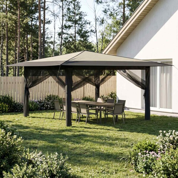 Pavilon 4 Oldalfallal 4 x 4 m Krém és Antracit
