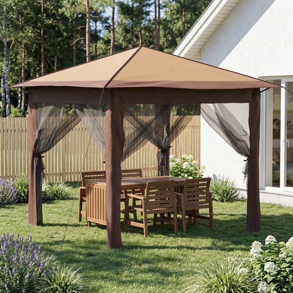 Kerti Pavilon 4 Oldalfallal 2,6 x 2,6 m Beige és barna