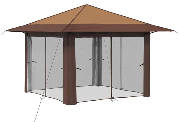 Kerti Pavilon 4 Oldalfallal 3,3 x 3,3 m Beige és barna
