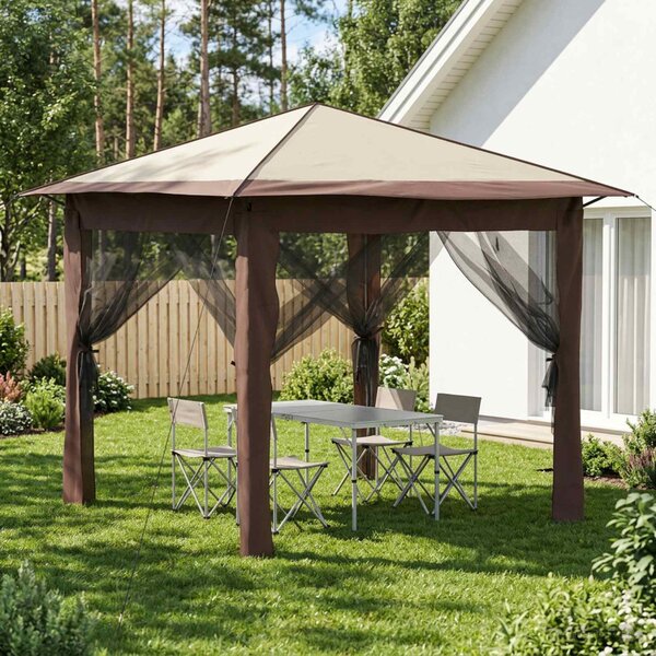 Kerti Pavilon 4 Oldalfallal 2,6 x 2,6 m Krém és barna