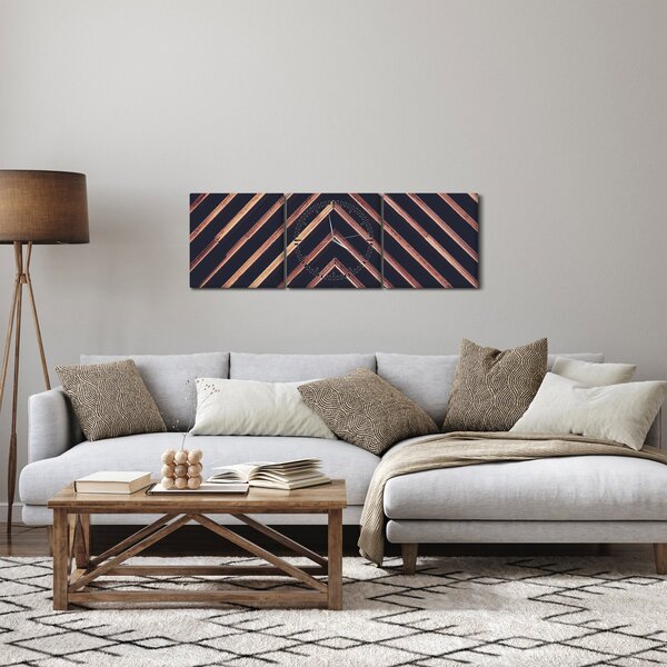 Egy fa motívum képe fekete alapon (órával) (90x30 cm)
