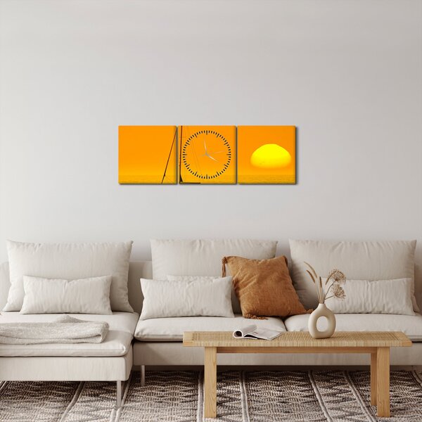 Kép - Csónak a tenger közepén (órával) (90x30 cm)