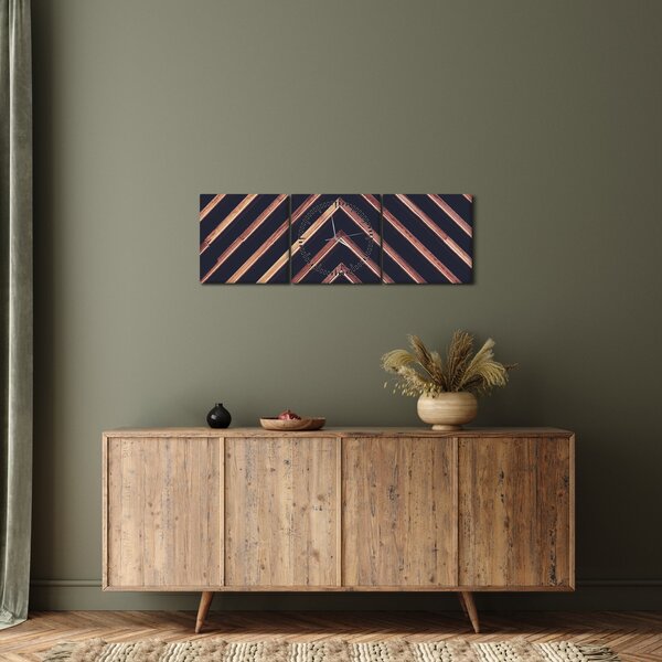 Egy fa motívum képe fekete alapon (órával) (90x30 cm)