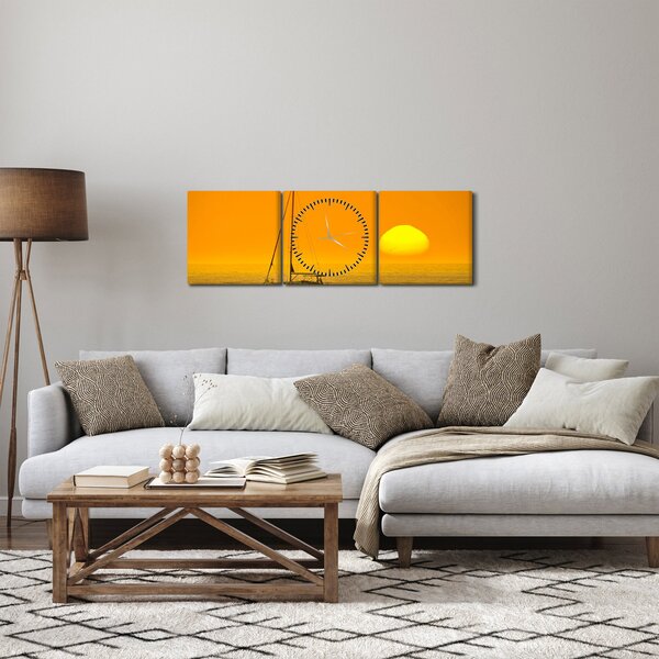Kép - Csónak a tenger közepén (órával) (90x30 cm)