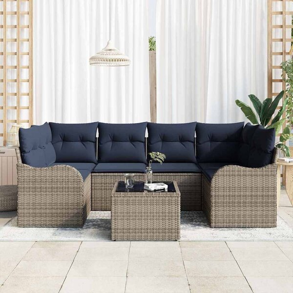 Kerti Kanapé Szett Szürke 55 x 55 x 37 cm polirattan