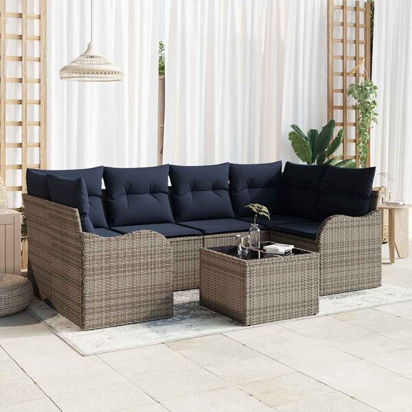 Kerti Kanapé Szett Szürke 55 x 55 x 37 cm polirattan