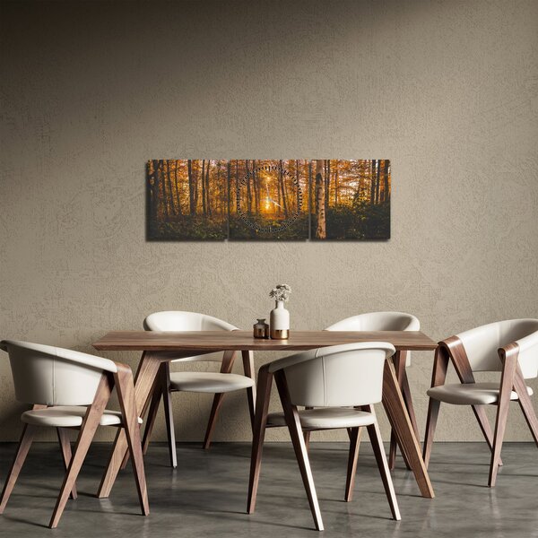 Egy őszi erdő képe (órával) (90x30 cm)