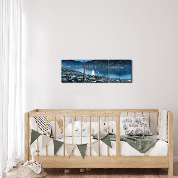 Egy éjszakai táj képe, Izland (órával) (90x30 cm)