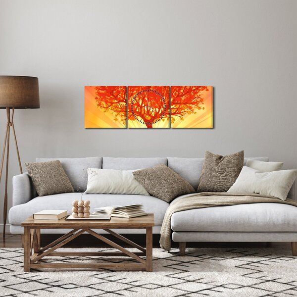 Kép - Fa a nap ragyogásában (órával) (90x30 cm)