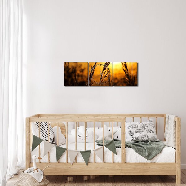A lenyugvó nap képe (órával) (90x30 cm)
