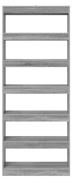 Könyvespolc 6 szintes 80 x 30 x 198 cm Szerelt Fa Szürke Sonoma