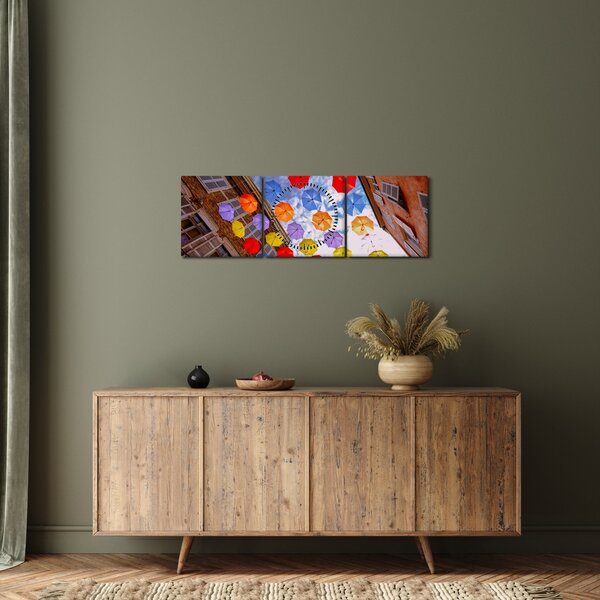 Színes esernyők képe (órával) (90x30 cm)