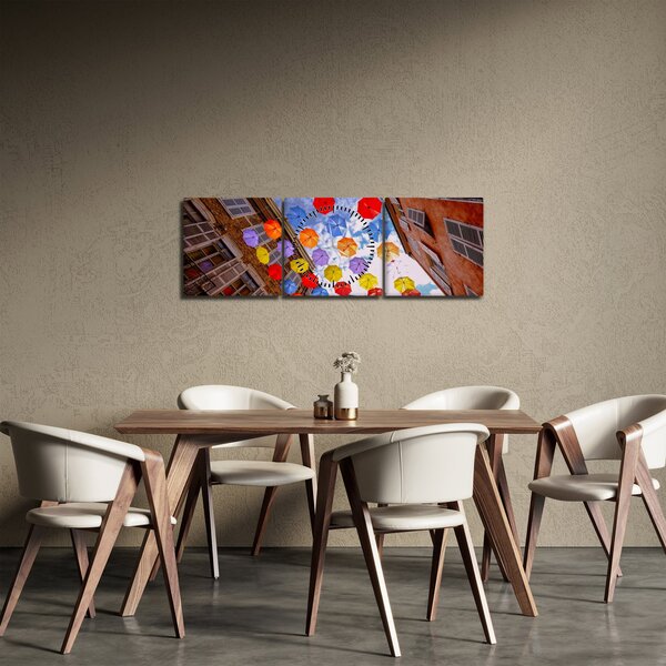 Színes esernyők képe (órával) (90x30 cm)