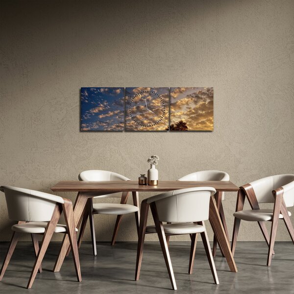 Kép - Pálmafák a felhők között (órával) (90x30 cm)