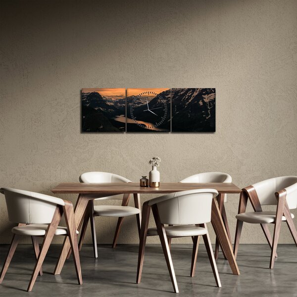 Egy tó képe a hegyek között (órával) (90x30 cm)