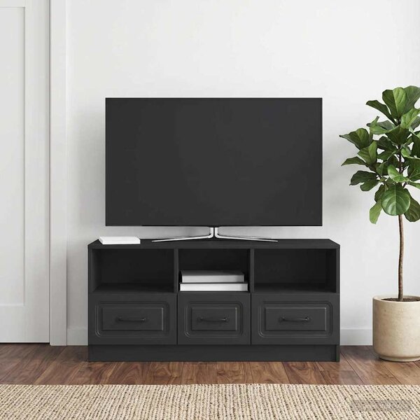 TV szekrény fiókkal Fekete 102 x 34,5 x 47 cm Szerelt Fa