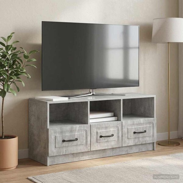 TV szekrény fiókkal Betonszürke 102 x 34,5 x 47 cm Szerelt Fa