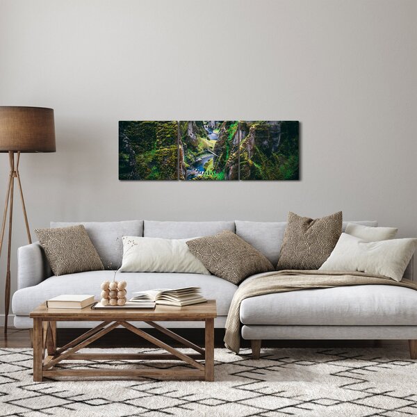 Kép - Folyó a sziklás völgyben (órával) (90x30 cm)