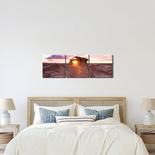 Kép - naplemente a sivatagban (órával) (90x30 cm)