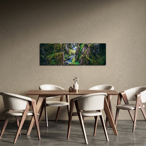 Kép - Folyó a sziklás völgyben (órával) (90x30 cm)
