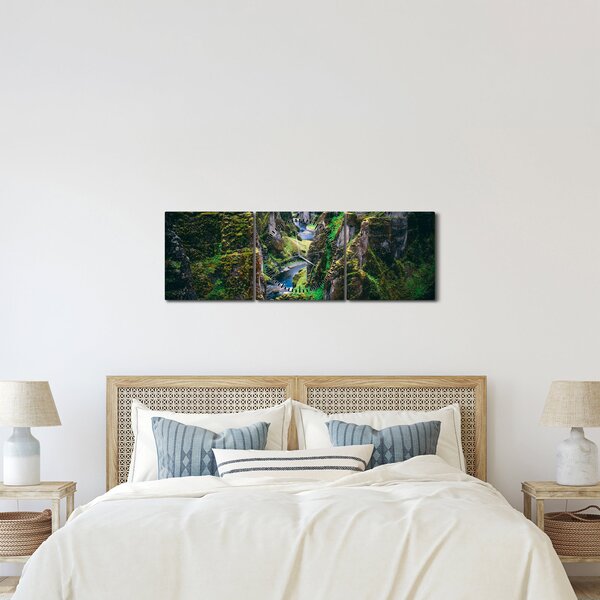 Kép - Folyó a sziklás völgyben (órával) (90x30 cm)