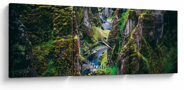 Kép - Folyó a sziklás völgyben (órával) (90x30 cm)