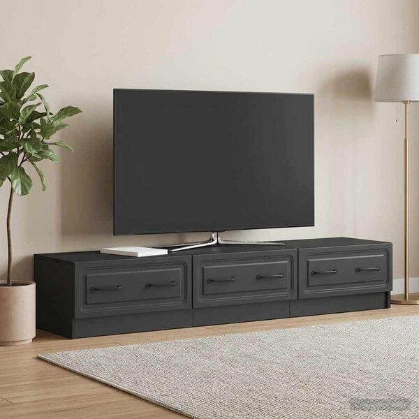 TV szekrény 147 x 34,5 x 27 cm Fekete Szerelt Fa