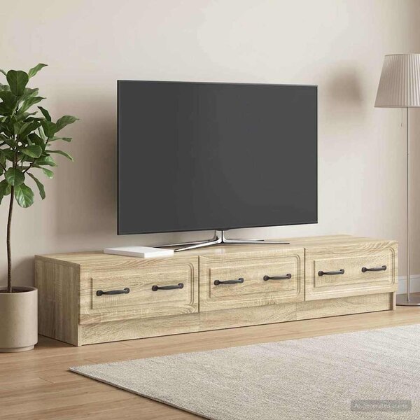 TV szekrény 147 x 34,5 x 27 cm Sonoma Tölgy Szerelt Fa